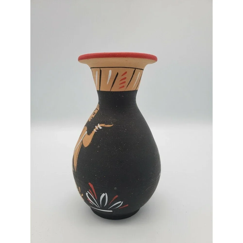 Fratelli Fanciullacci Painted Terracotta Vase Italy MCM RARE Find Egyptian Look